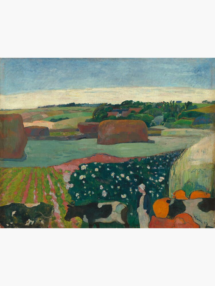 Haystacks in Brittany Oil Painting by Paul Gauguin by podartist