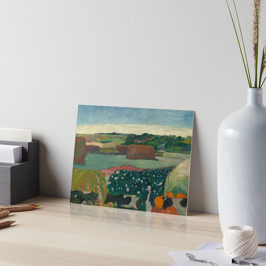 Haystacks in Brittany Oil Painting by Paul Gauguin Art Board Print