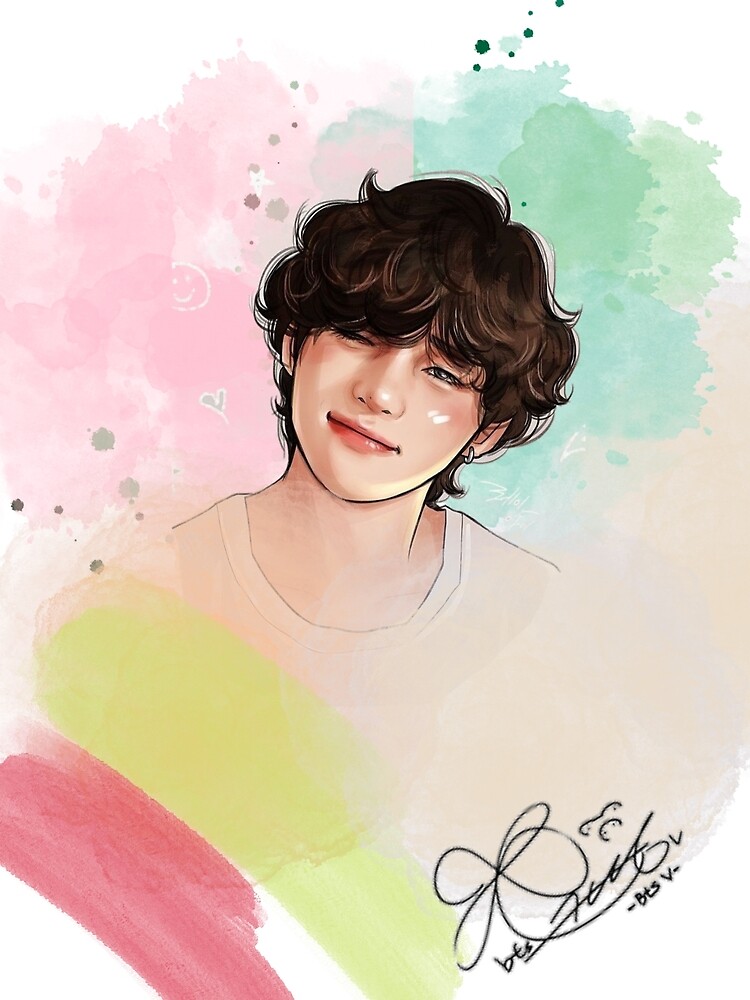Bts- v sketch signature shirt with watercolor