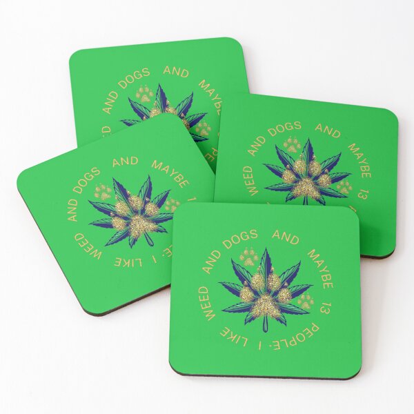 Item preview, I Like Dogs And Weed And Maybe 13 People loves Cannabis Marijuana Leaf Gold designed and sold by BestDesignbySof.
