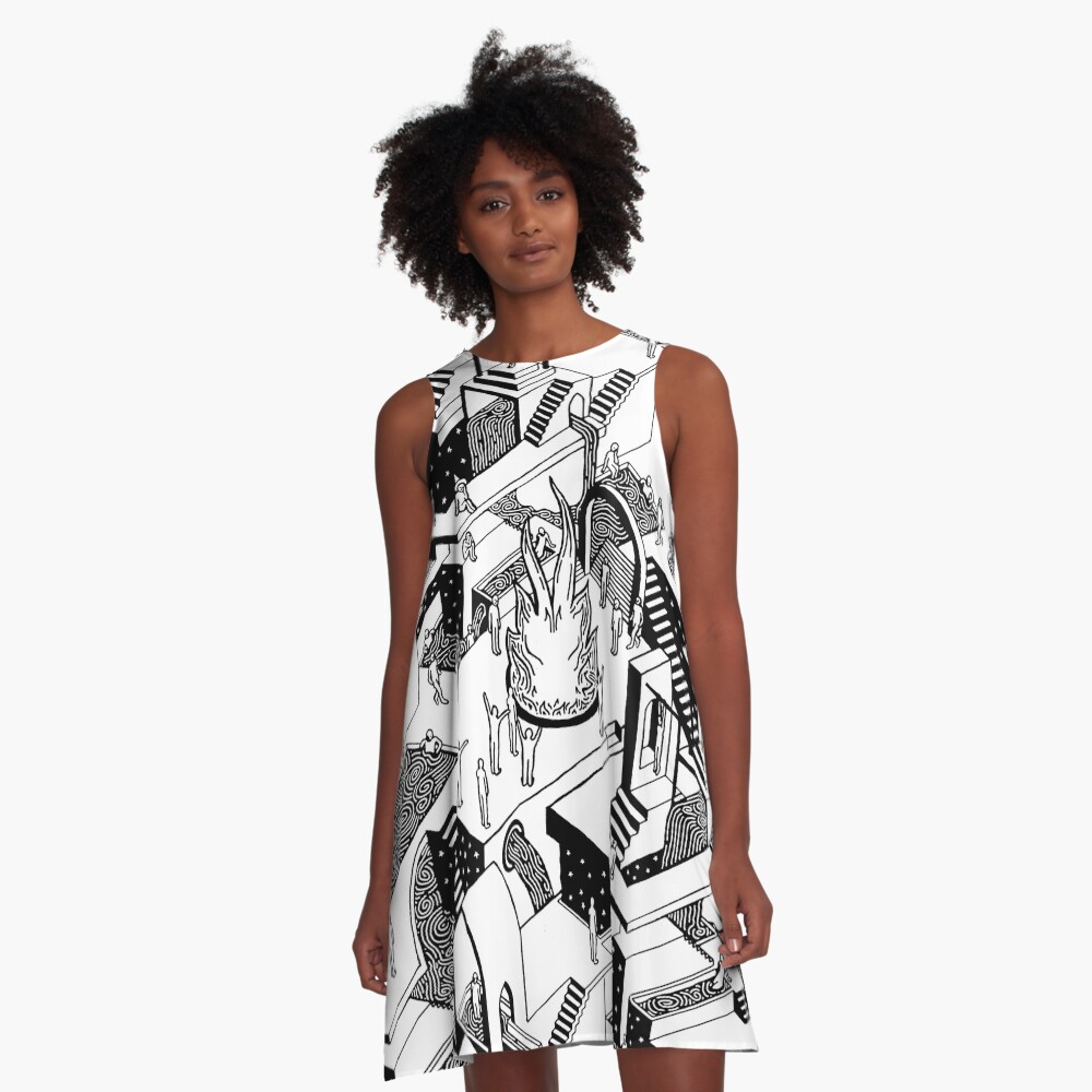 Fire and Water A-Line Dress
