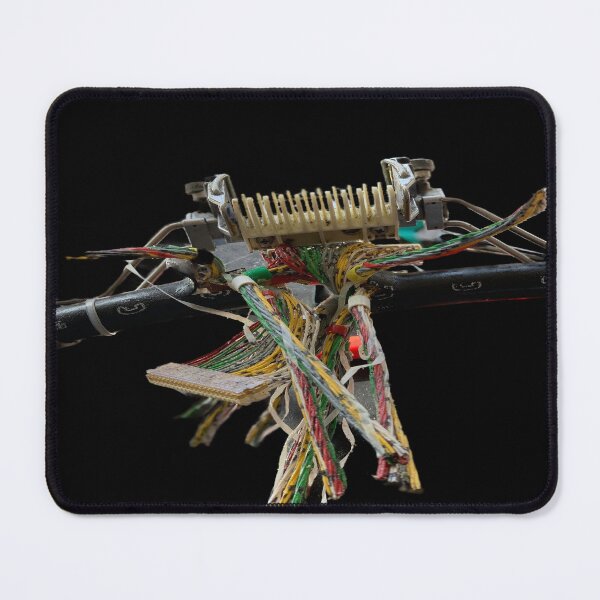 Item preview, Macro view display of  professional splicing of colorful fiber optic Internet cables on black background 	 designed and sold by Khala.
