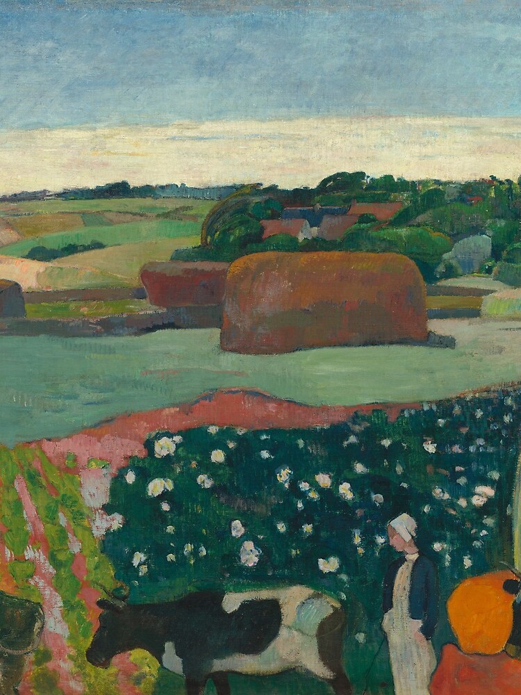 Haystacks in Brittany Oil Painting by Paul Gauguin by podartist