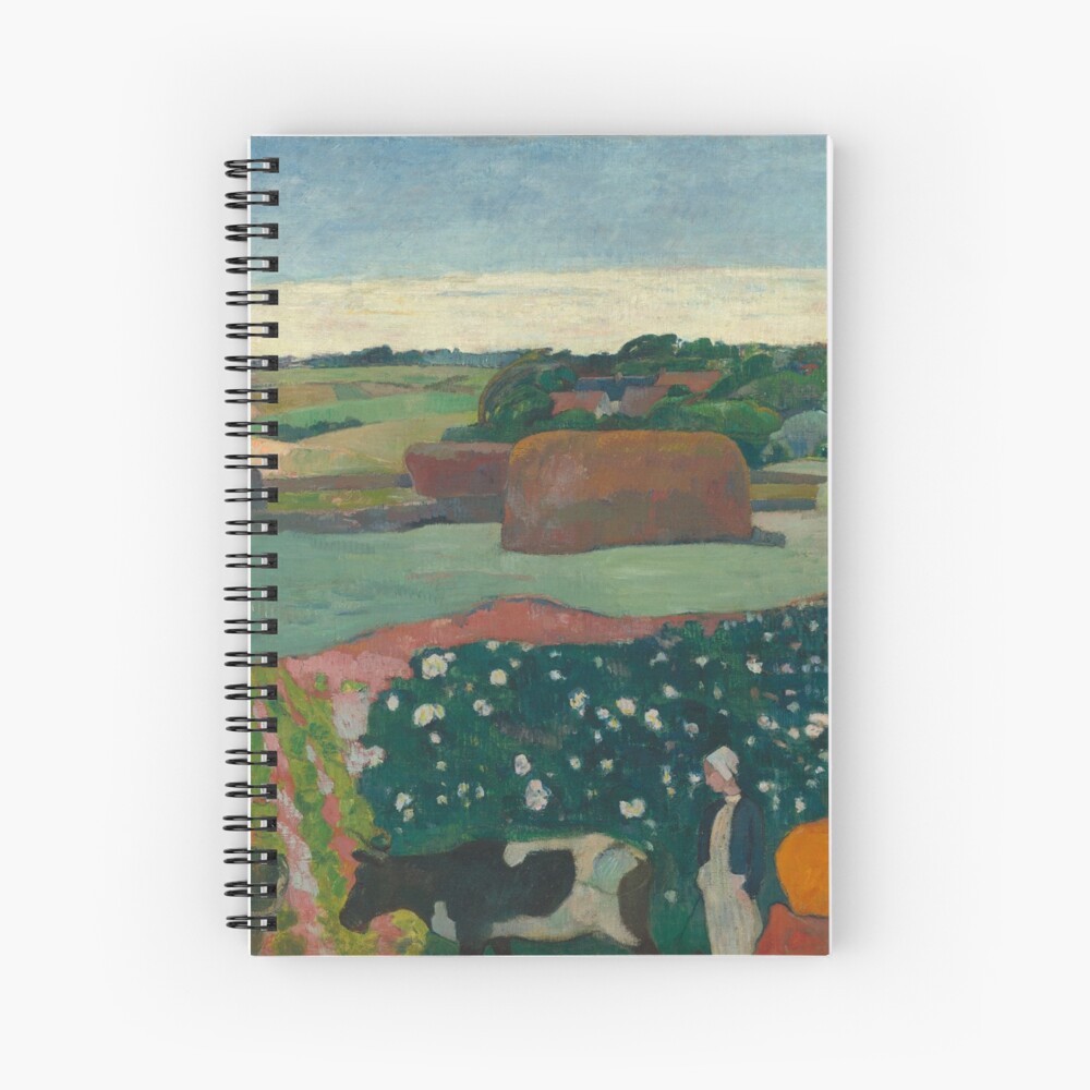 Haystacks in Brittany Oil Painting by Paul Gauguin Spiral Notebook