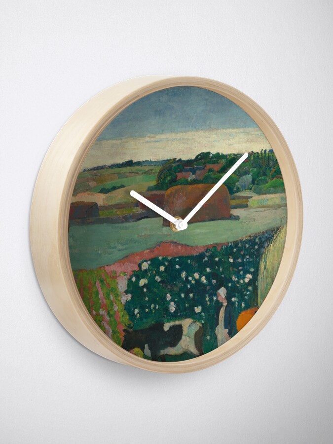 Alternate view of Haystacks in Brittany Oil Painting by Paul Gauguin Clock
