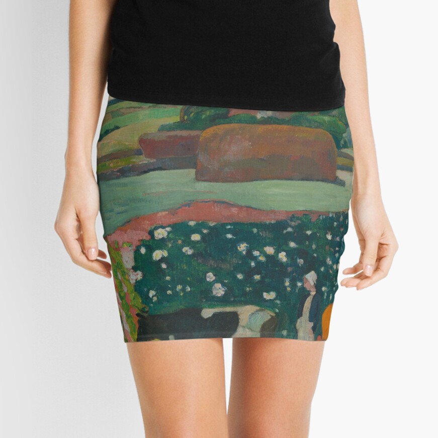 Haystacks in Brittany Oil Painting by Paul Gauguin Mini Skirt