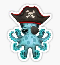 Cute Blue Baby Octopus Pirate Sticker