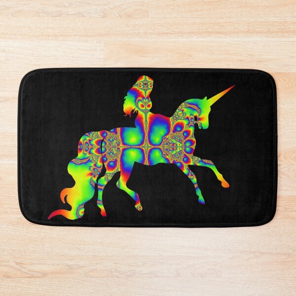 Item preview, Psychedelic Rainbow Lady Riding Unicorn Fractal Art designed and sold by ChaosEmporium.