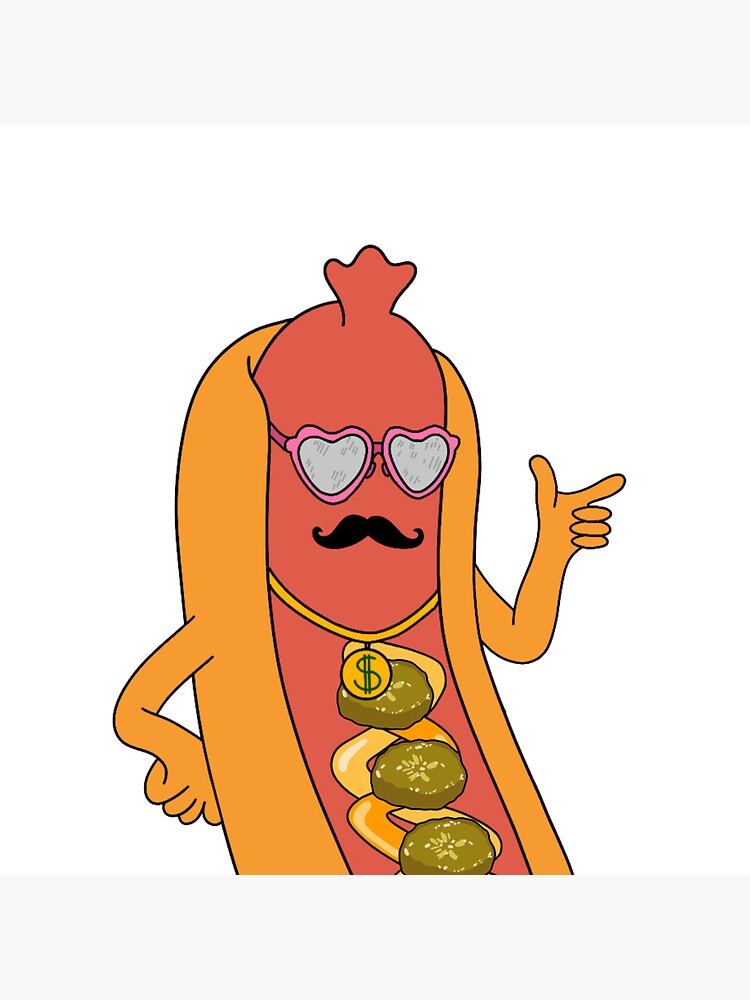 "Mustache Chain Wearing Glizzy Hot Dog" Photographic Print for Sale by