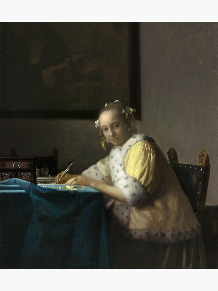 A Lady Writing Oil Painting by Johannes Vermeer by podartist