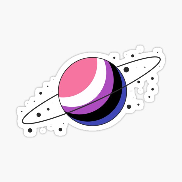 Genderfluid Pride Planet Sticker
