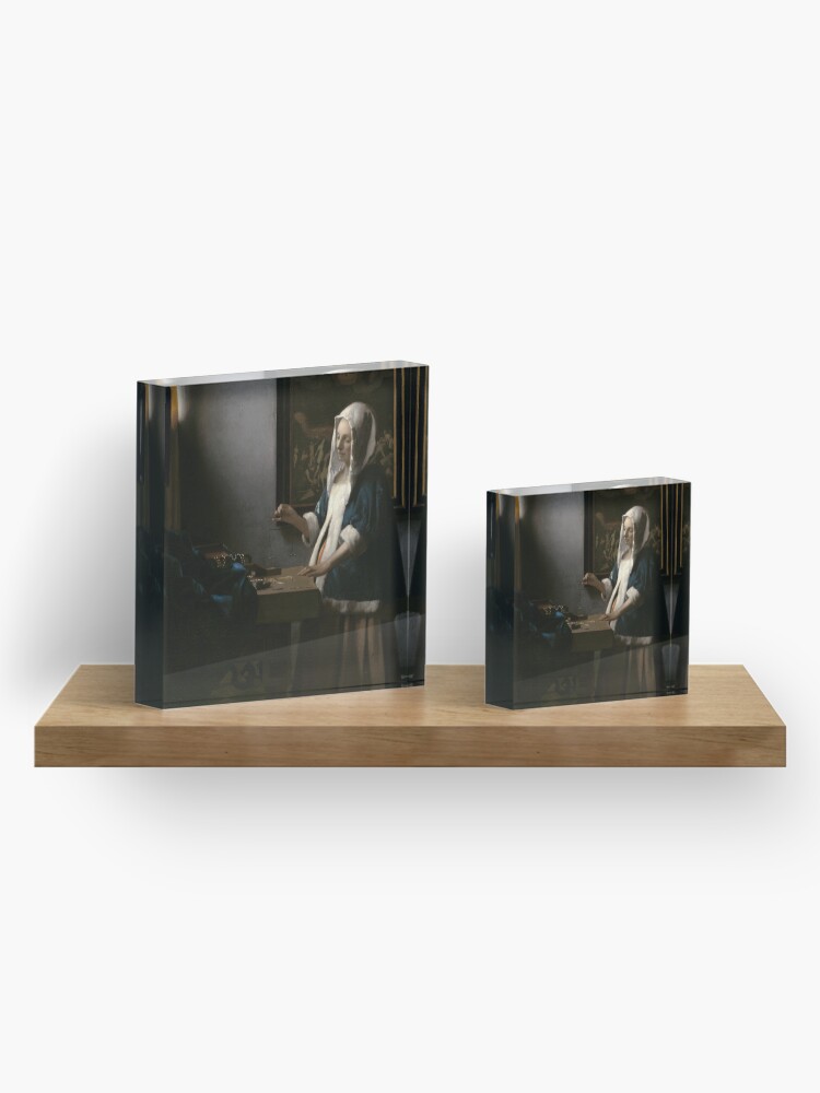 Alternate view of Woman Holding a Balance Oil Painting by Johannes Vermeer Acrylic Block