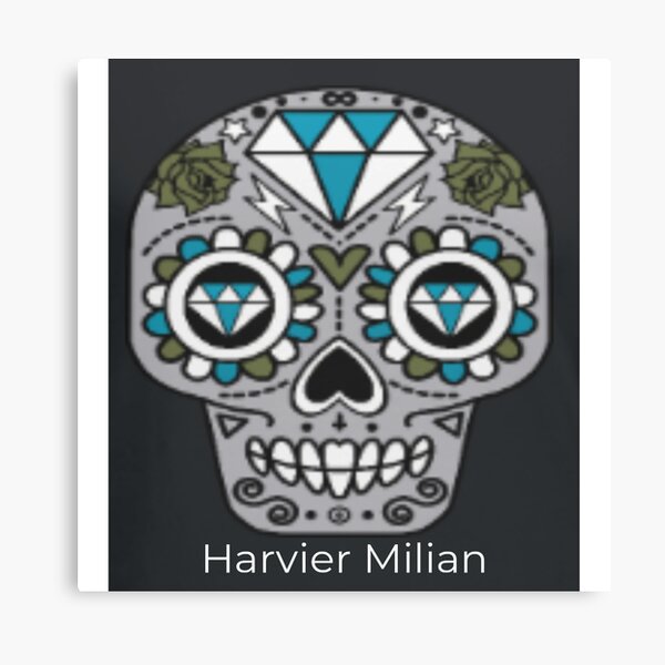 Gray White Green Turquoise  Skull Head -Harvier Milian Canvas Print
