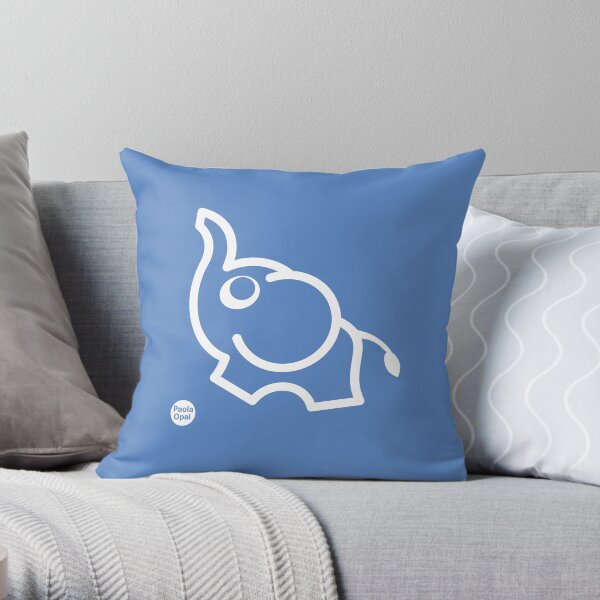 Ollie the Elephant from the Simply Small Series (reverse) Throw Pillow