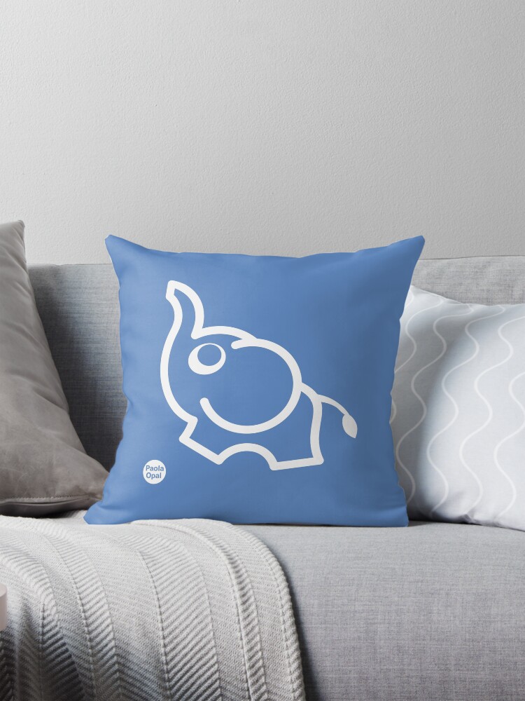 Thumbnail 1 of 4, Pillow, Ollie the Elephant from the Simply Small Series (reverse) designed and sold by PaolaOpal.