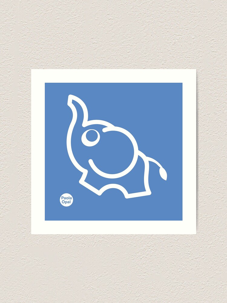 Thumbnail 1 of 3, Art Print, Ollie the Elephant from the Simply Small Series (reverse) designed and sold by PaolaOpal.