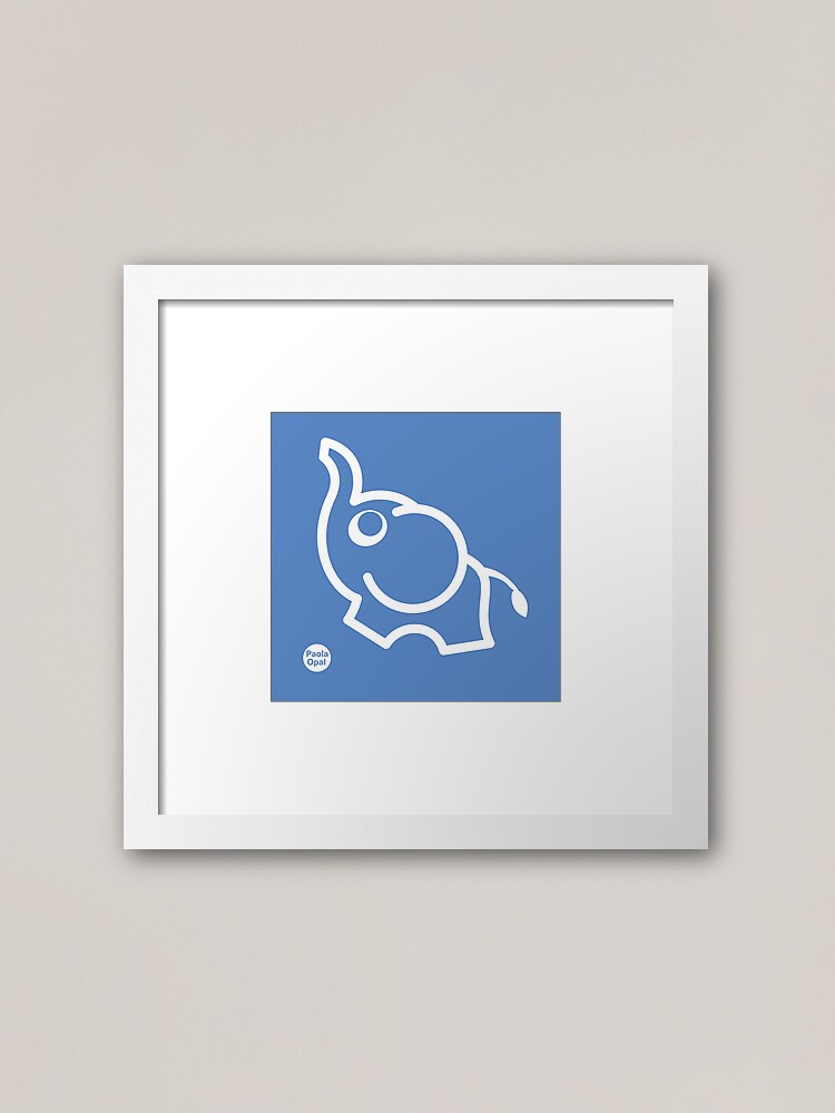Thumbnail 1 of 7, Framed Art Print, Ollie the Elephant from the Simply Small Series (reverse) designed and sold by PaolaOpal.