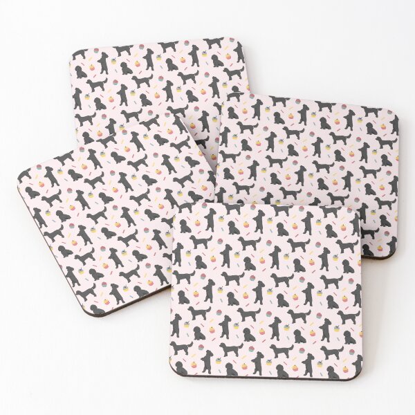 Item preview, Black Cockapoos and Cupcakes Pattern - Pink designed and sold by Kittys-Art.
