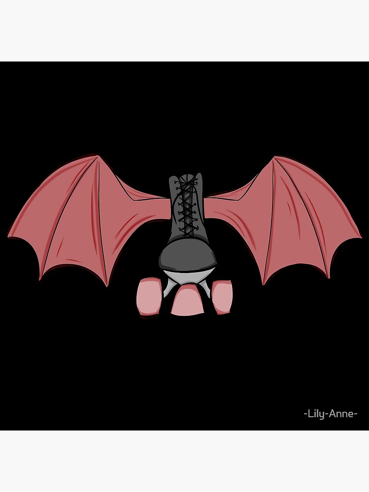 "Red and black goth winged roller skate (black background)" Poster for
