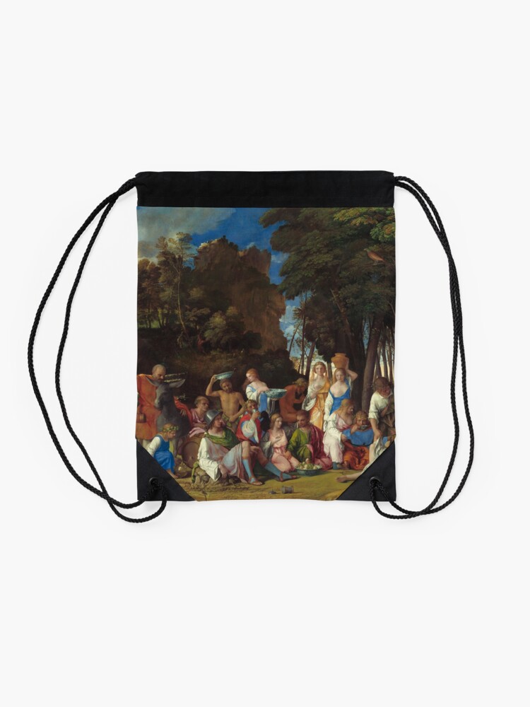 Alternate view of The Feast of the Gods Painting by Giovanni Bellini and Titian Drawstring Bag