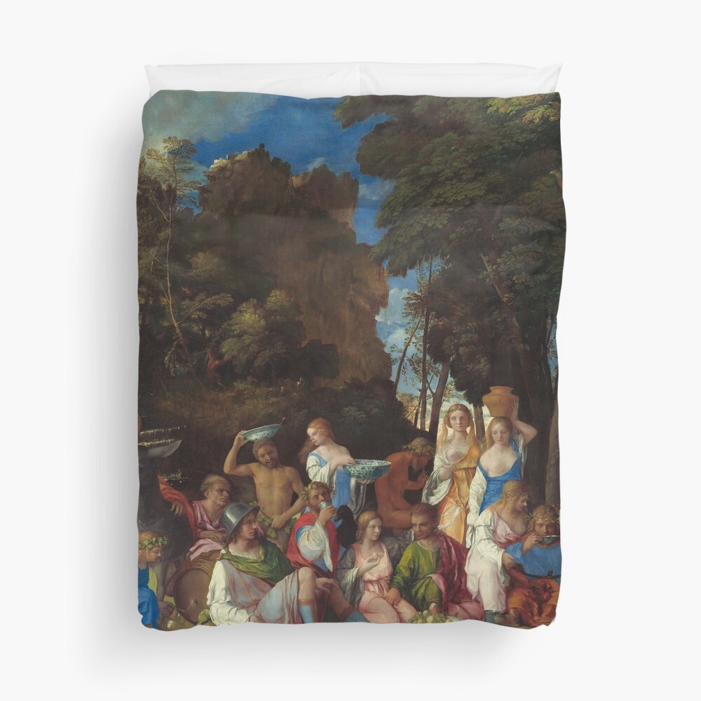 The Feast of the Gods Painting by Giovanni Bellini and Titian Duvet Cover