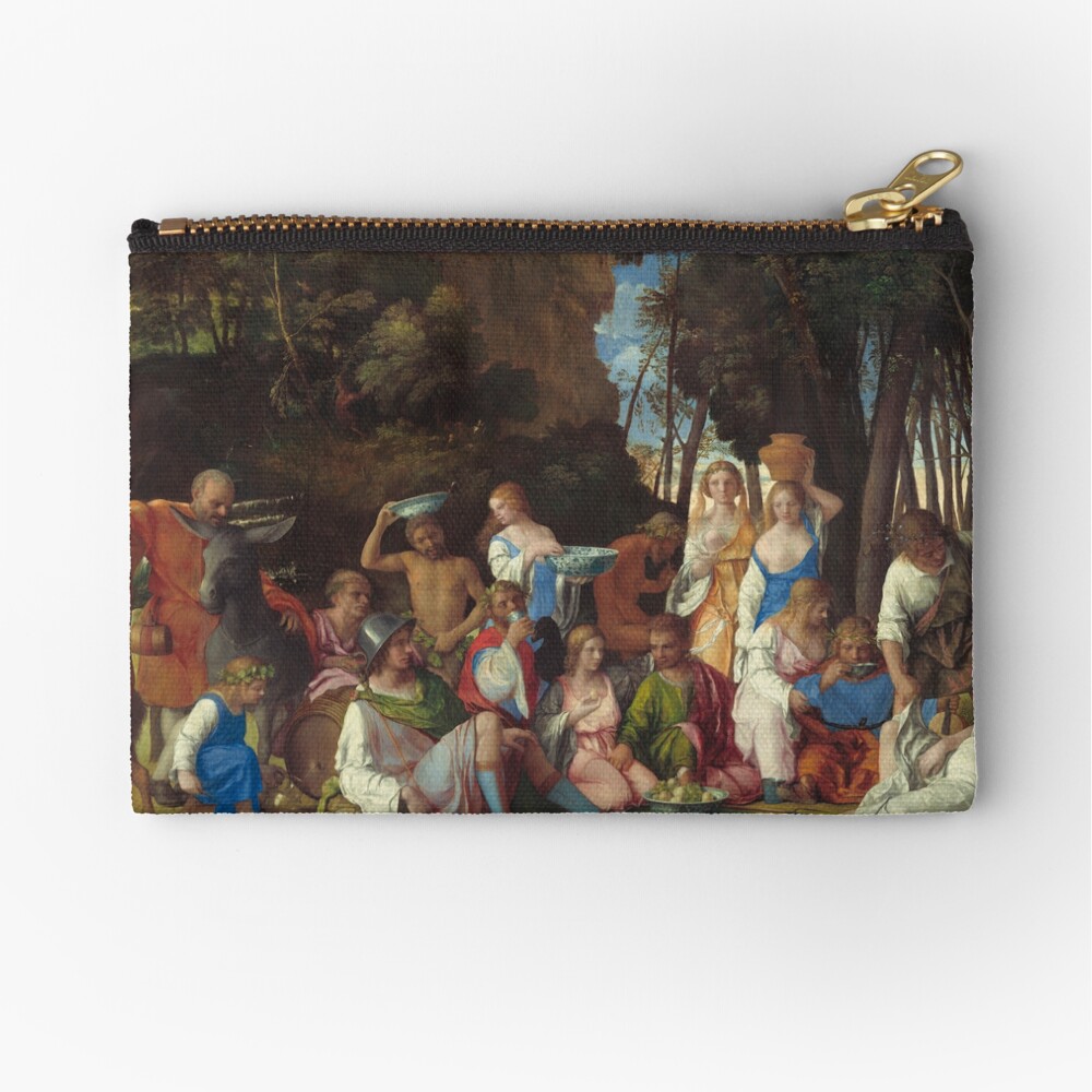 The Feast of the Gods Painting by Giovanni Bellini and Titian Zipper Pouch