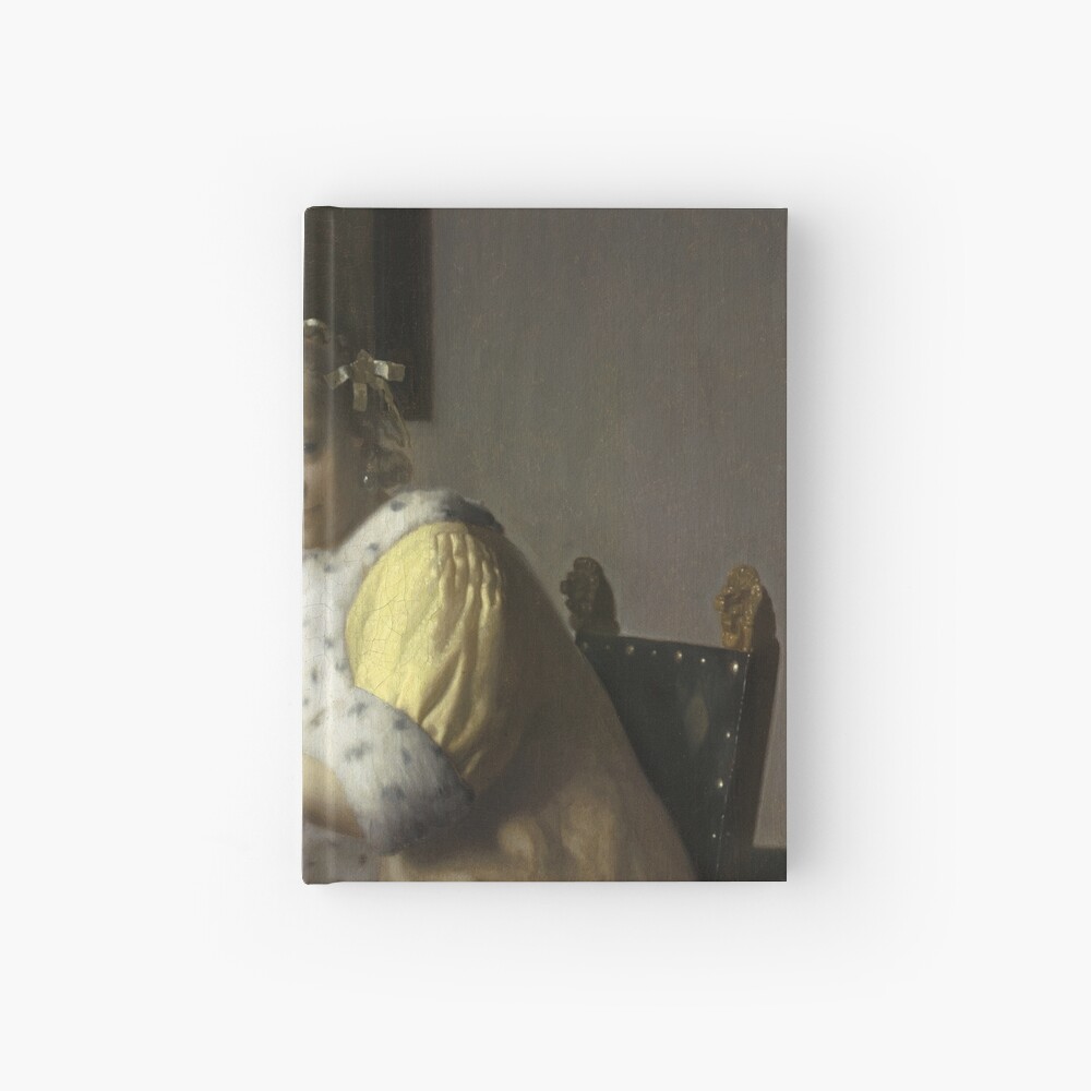 A Lady Writing Oil Painting by Johannes Vermeer Hardcover Journal