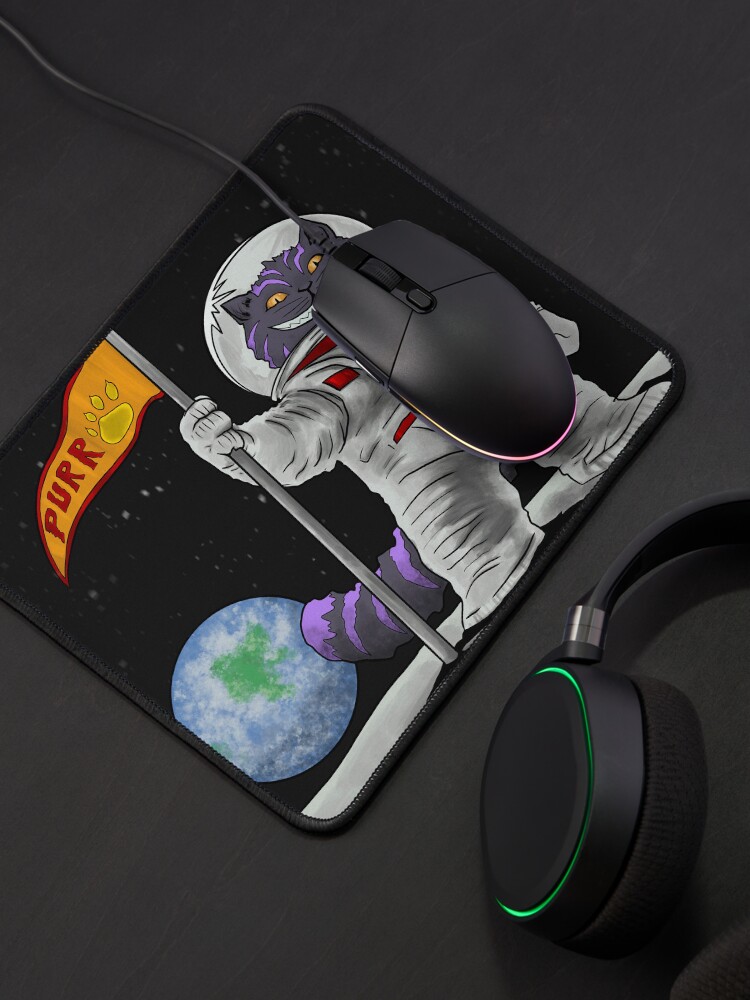 Thumbnail 4 of 5, Mouse Pad, Moon Cat designed and sold by BrainBoyCreate.