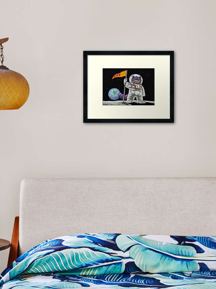 Thumbnail 1 of 7, Framed Art Print, Moon Cat designed and sold by BrainBoyCreate.