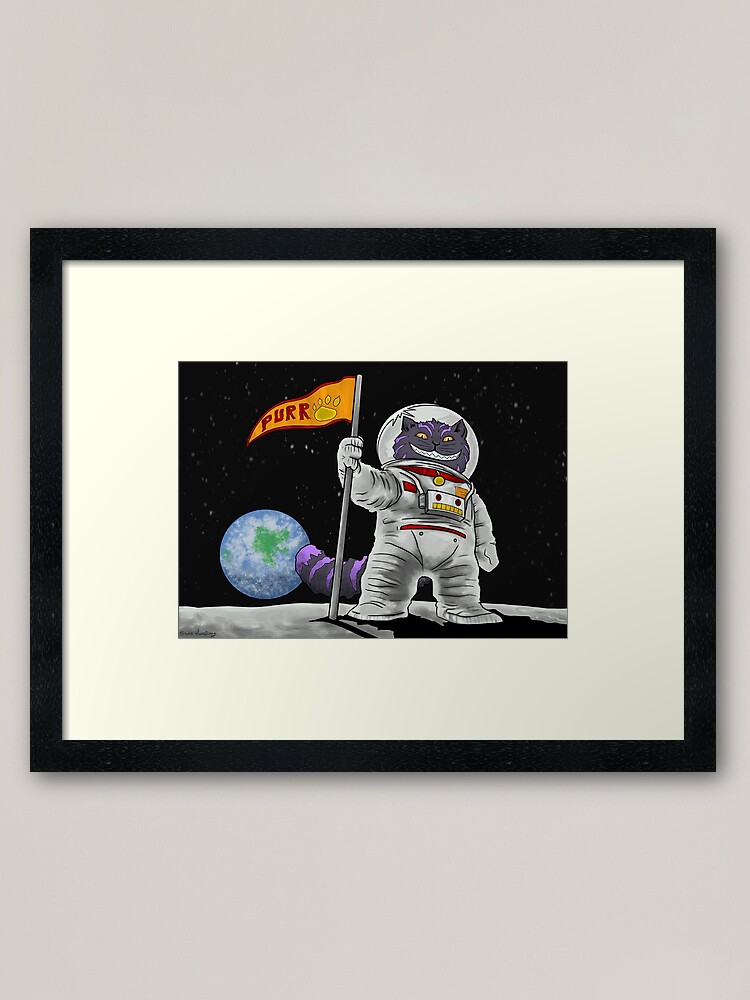 Thumbnail 2 of 7, Framed Art Print, Moon Cat designed and sold by BrainBoyCreate.