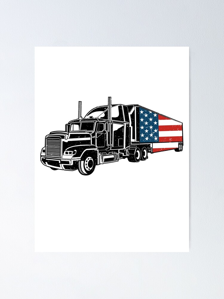 American Flag Semi Truck Driver Gifts Truck Lovers Trucker Women's T-Shirt