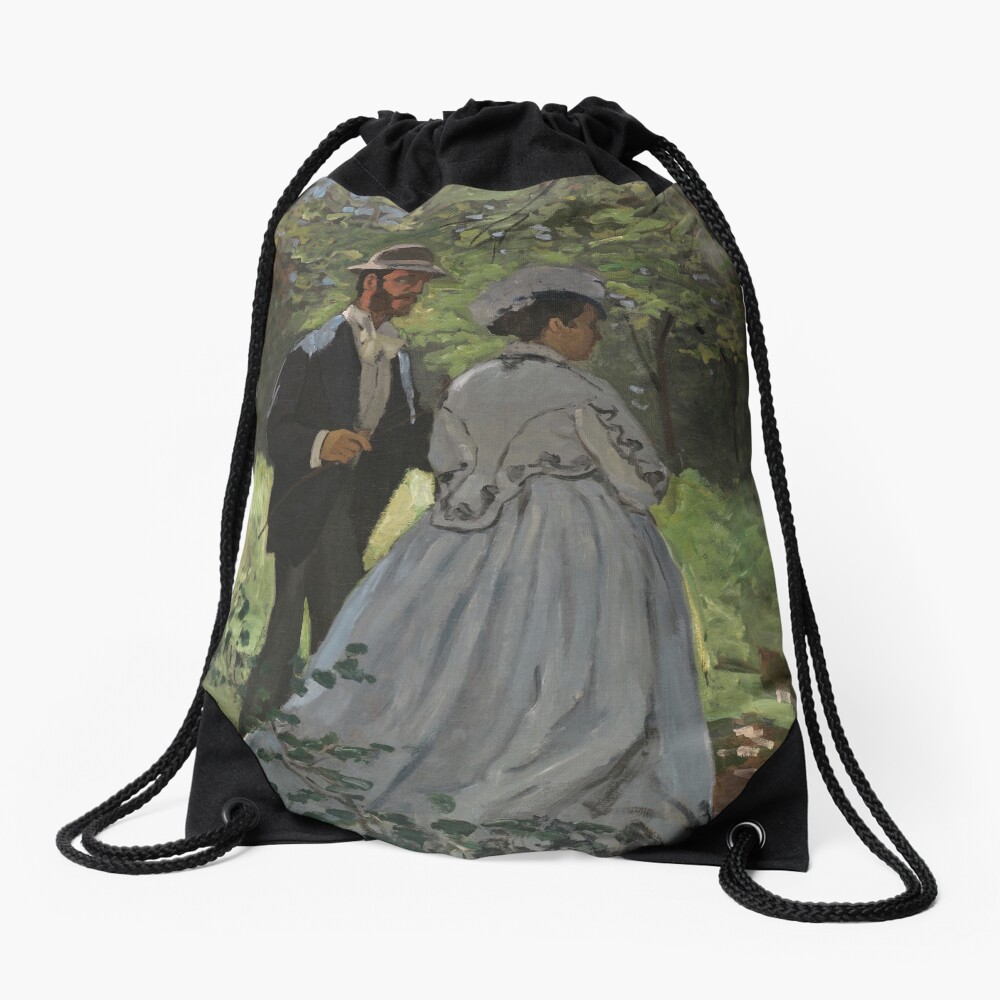 Bazille and Camille Painting by Claude Monet Drawstring Bag