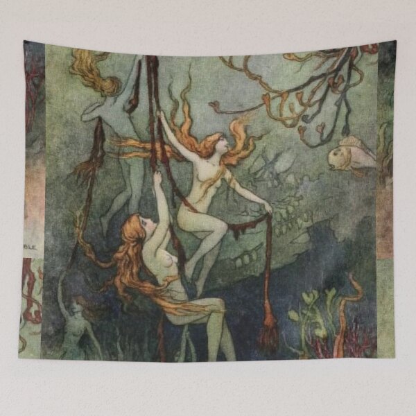 Item preview, Sea Nymphs By Warwick Goble  designed and sold by ArtHistoryLover.