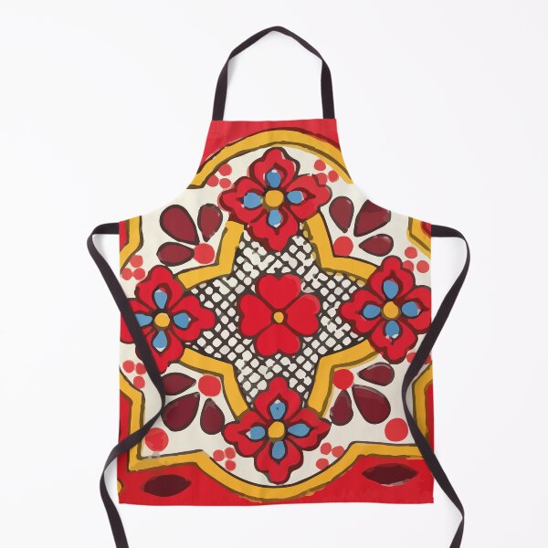 Item preview, Four red flowers vintage mexican talavera tile designed and sold by T-Mex.