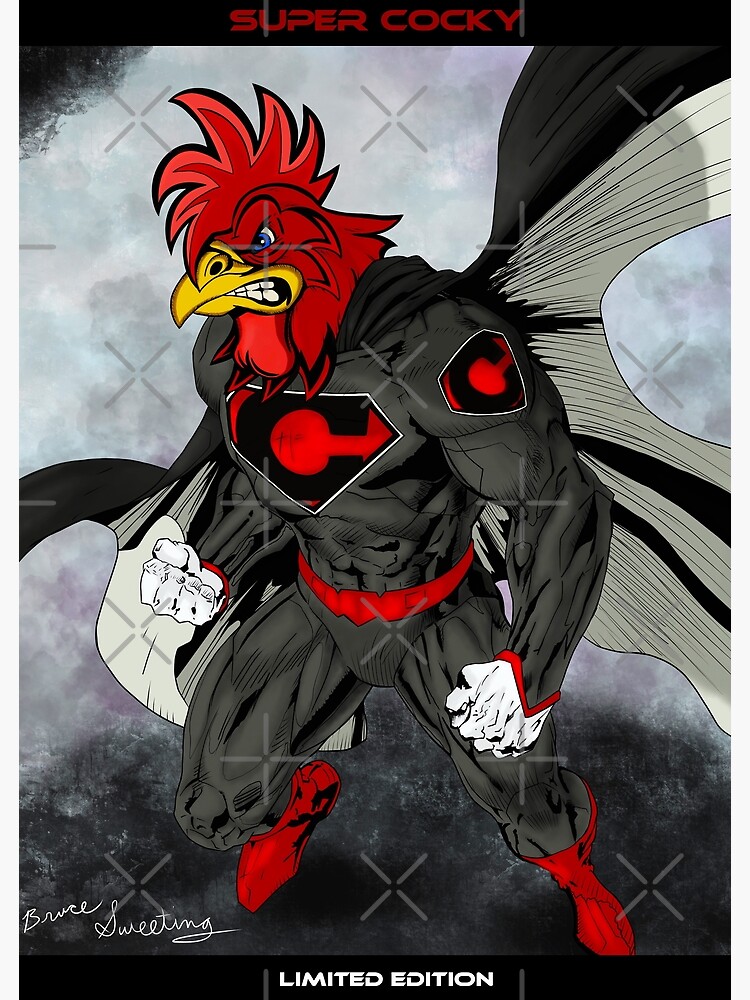 Thumbnail 4 of 4, Metal Print, Super Cocky designed and sold by BrainBoyCreate.