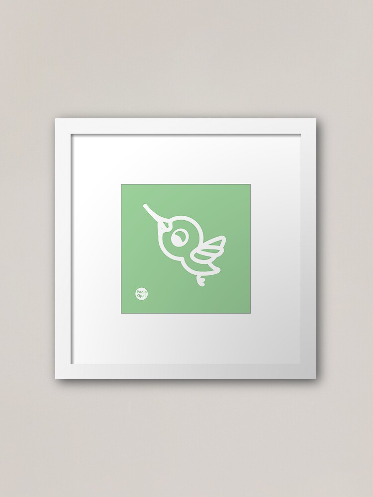 Thumbnail 1 of 7, Framed Art Print, Zingy the hummingbird from the Simply Small Series (reverse) designed and sold by PaolaOpal.
