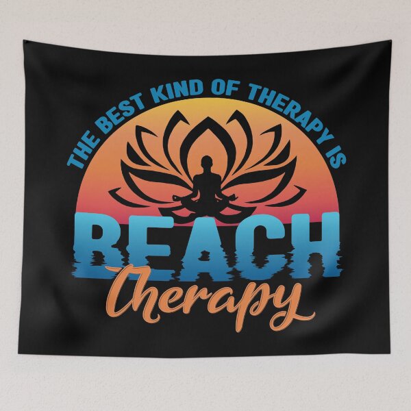 Item preview, The best kind of therapy is beach therapy - Yoga funny quotes for summer yoga - International yoga day designed and sold by Alice-Elgawi.
