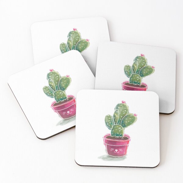 Item preview, Nopalito mexa with cat pot, digital watercolor style designed and sold by SenoritaAdeline.