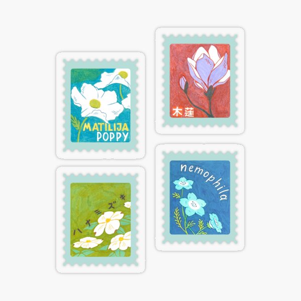 Postage Flowers Transparent Sticker