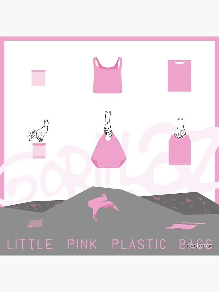 Gorillaz Little Pink Plastic Bags EP Cover Sticker for Sale by Theokotos