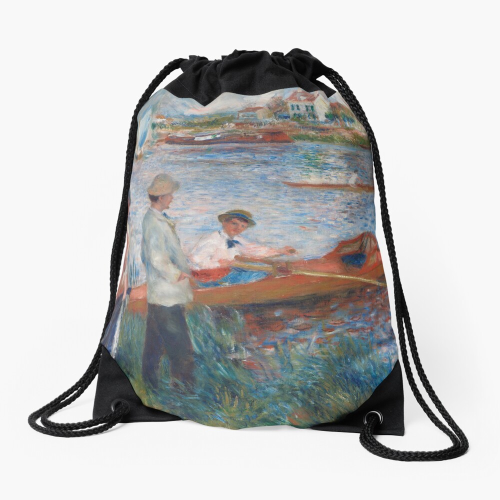 Oarsmen at Chatou Painting by Auguste Renoir Drawstring Bag