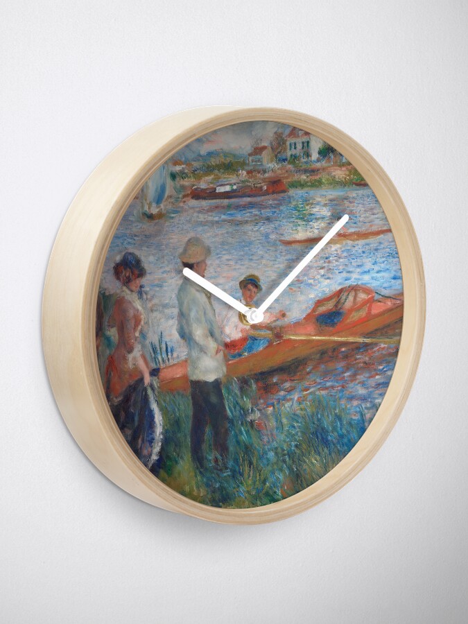 Alternate view of Oarsmen at Chatou Painting by Auguste Renoir Clock