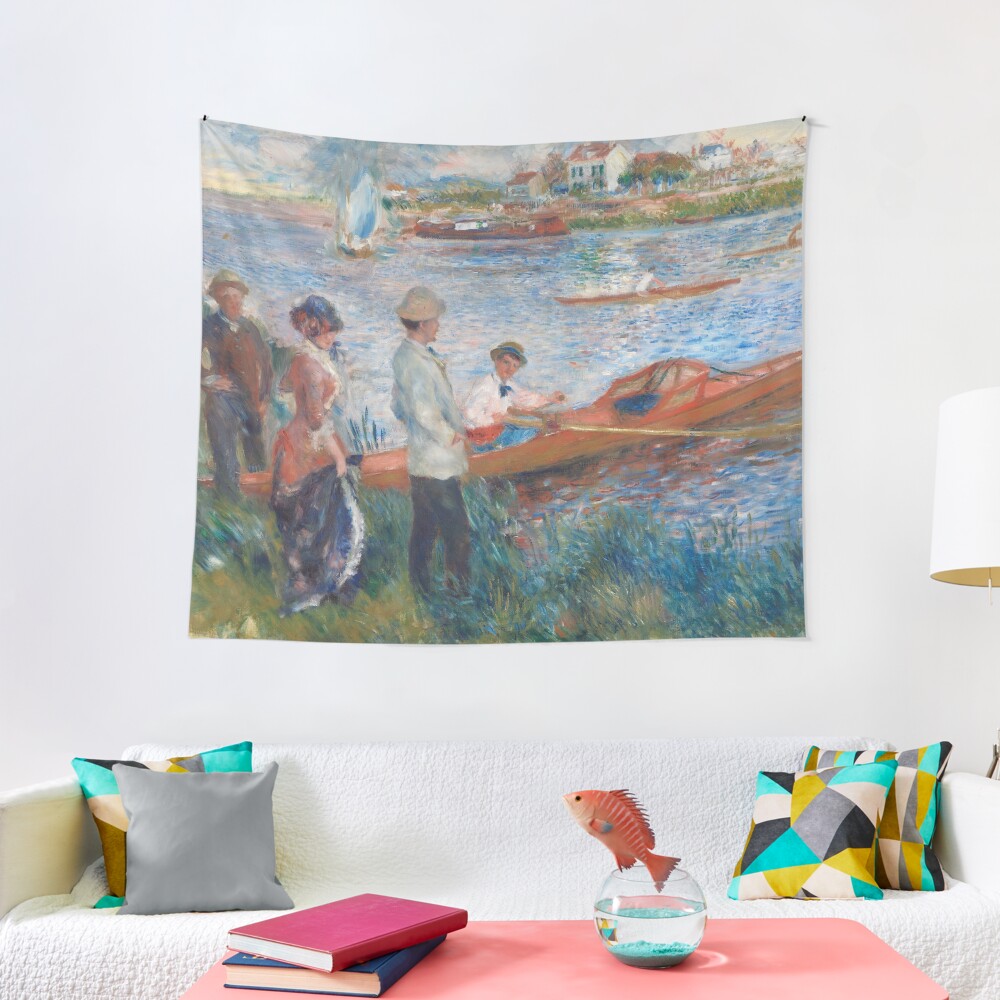 Oarsmen at Chatou Painting by Auguste Renoir Tapestry