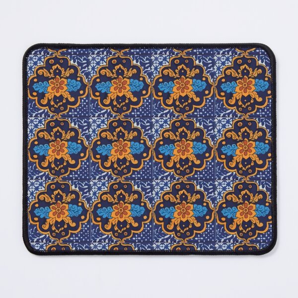 Item preview, Navy blue flower vintage pattern talavera tile designed and sold by T-Mex.