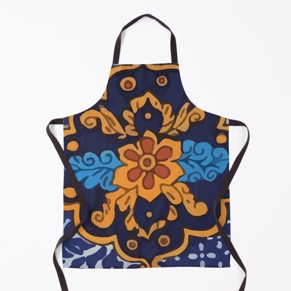 Item preview, Navy blue flower vintage pattern talavera tile designed and sold by T-Mex.