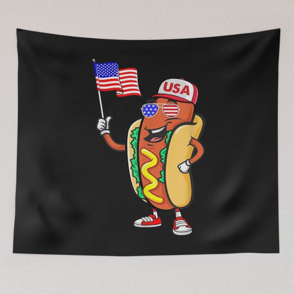 Item preview, Patriotic Hot dog American Flag USA Funny 4th Of July Fourth T-Shirt designed and sold by Kanter-Gabay.