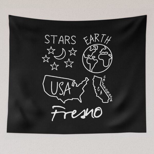 Item preview, Fresno Stars Earth USA California White Text and Design designed and sold by artfulnotebook.