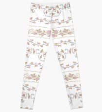 Ribbons and Roses One Blue & Pink On White Leggings