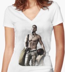 Hot Topless Channing Tatum Women's Fitted V-Neck T-Shirt
