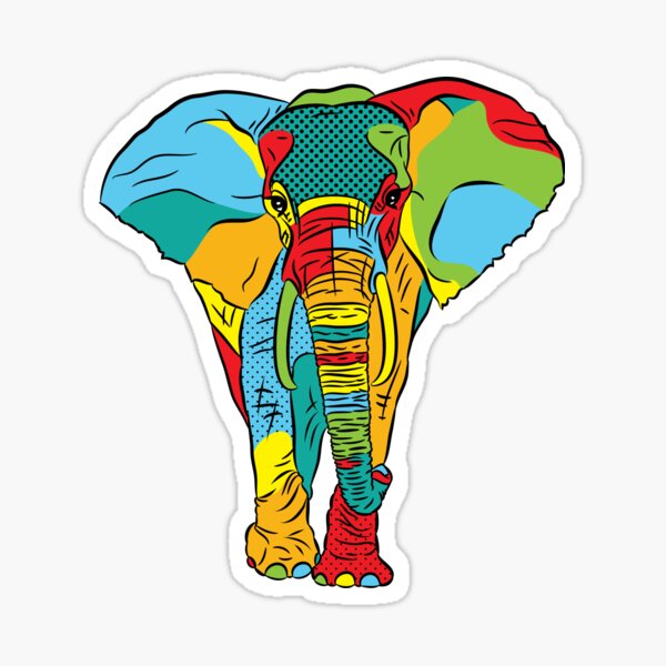 Pop Style Elephant Print Sticker